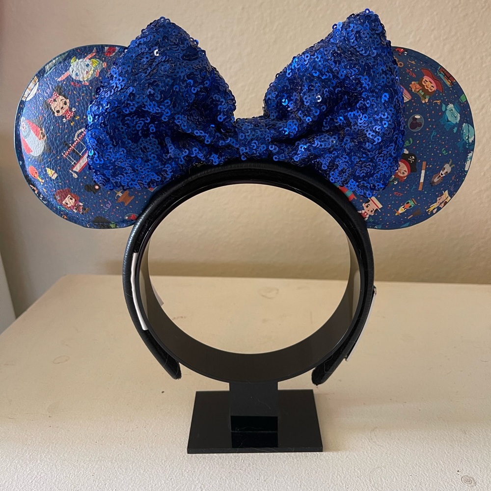 Loungefly Disney Parks Icons and Characters Blue Sequin Bow Headband